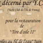Restauration de vieux bateaux en bois : Prix décerné à Patrice Mabire par le Yach Club de l'Ile de France